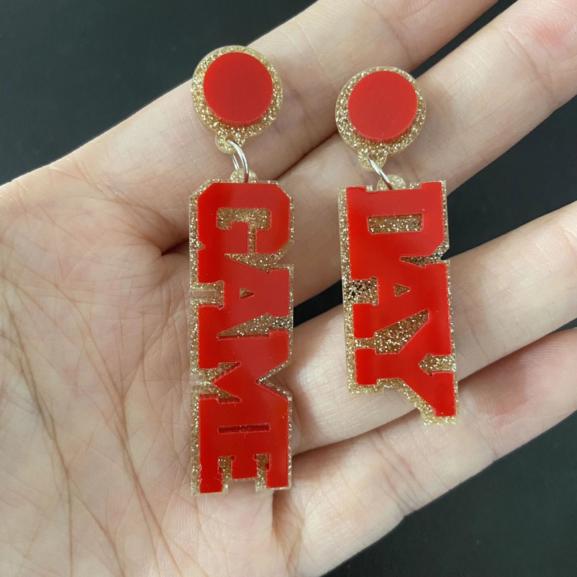 Wholesale Acrylic Rugby GAME DAY Earrings