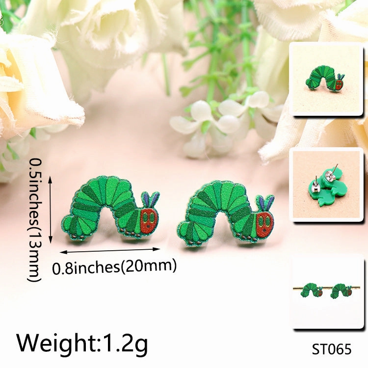 Wholesale Acrylic Sheet Personality Cartoon Animal Caterpillar Earrings