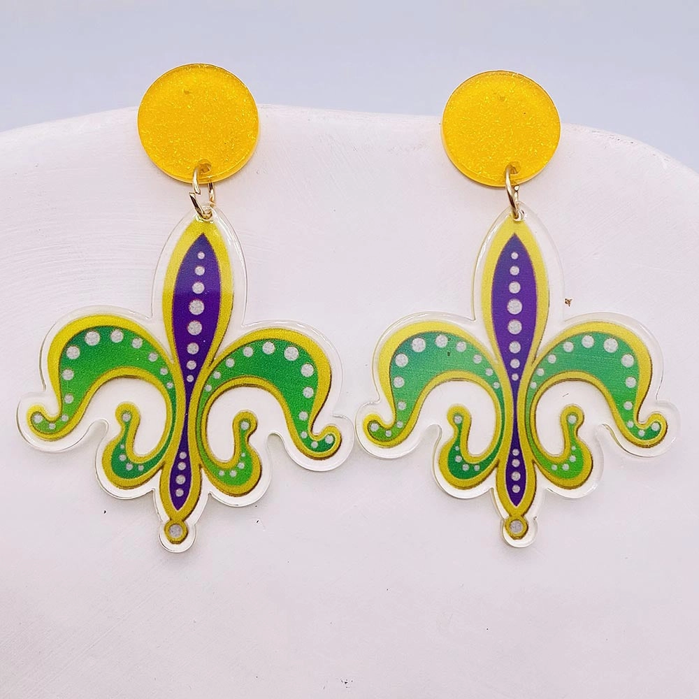 Wholesale Acrylic Shiny Exaggerated Mask Letter Avocado Earrings