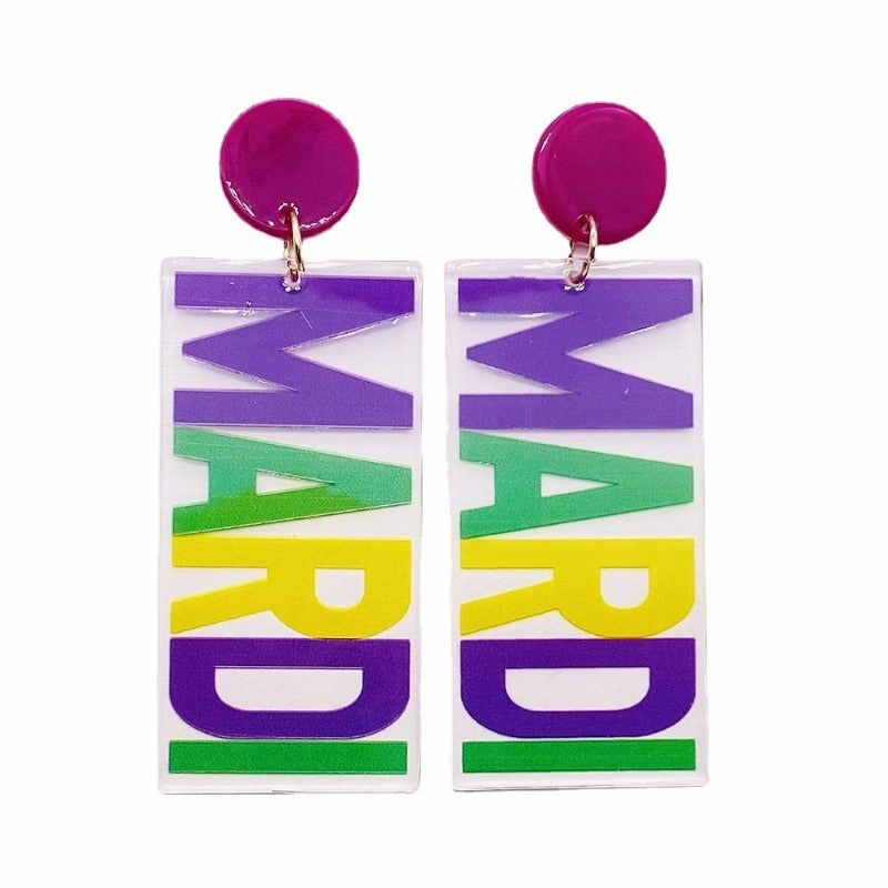 Wholesale Acrylic Shiny Exaggerated Mask Letter Avocado Earrings