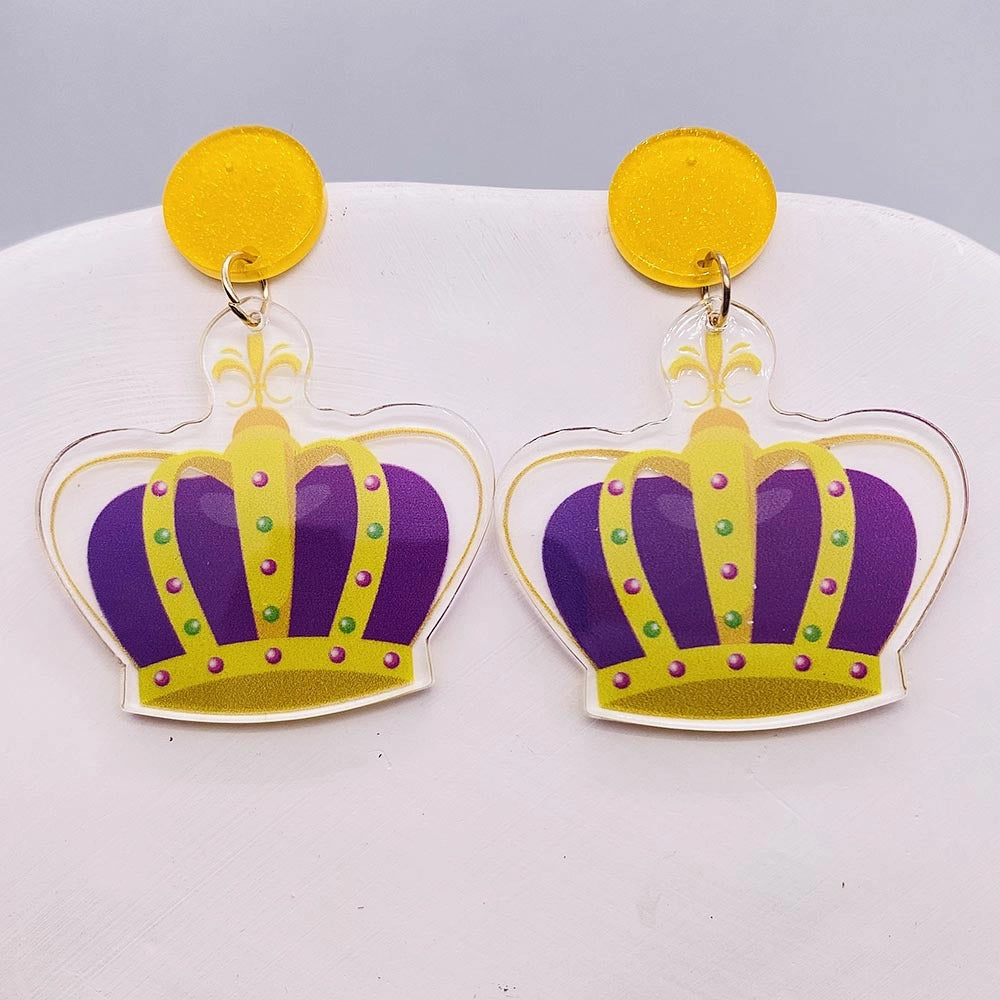 Wholesale Acrylic Shiny Exaggerated Mask Letter Avocado Earrings