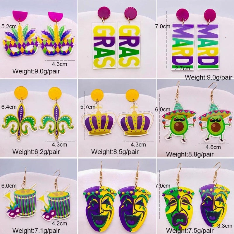 Wholesale Acrylic Shiny Exaggerated Mask Letter Avocado Earrings