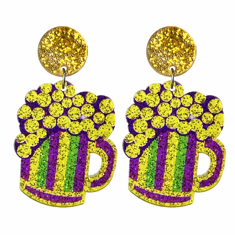 Wholesale Acrylic Shiny Festive Atmosphere Parade Beer Earrings