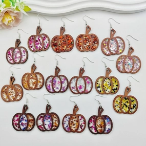 Wholesale Acrylic Simple Fashion Splicing Pumpkin Inlaid Earrings