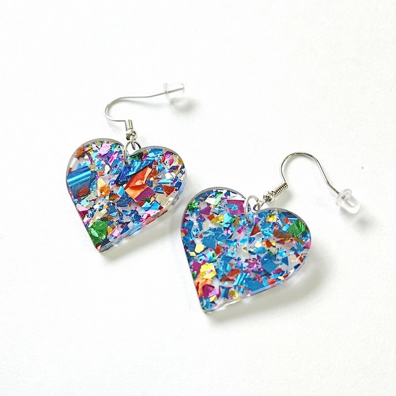 Wholesale Acrylic Valentine's Day Colorful Sequin Heart Shaped Love DIY Earrings