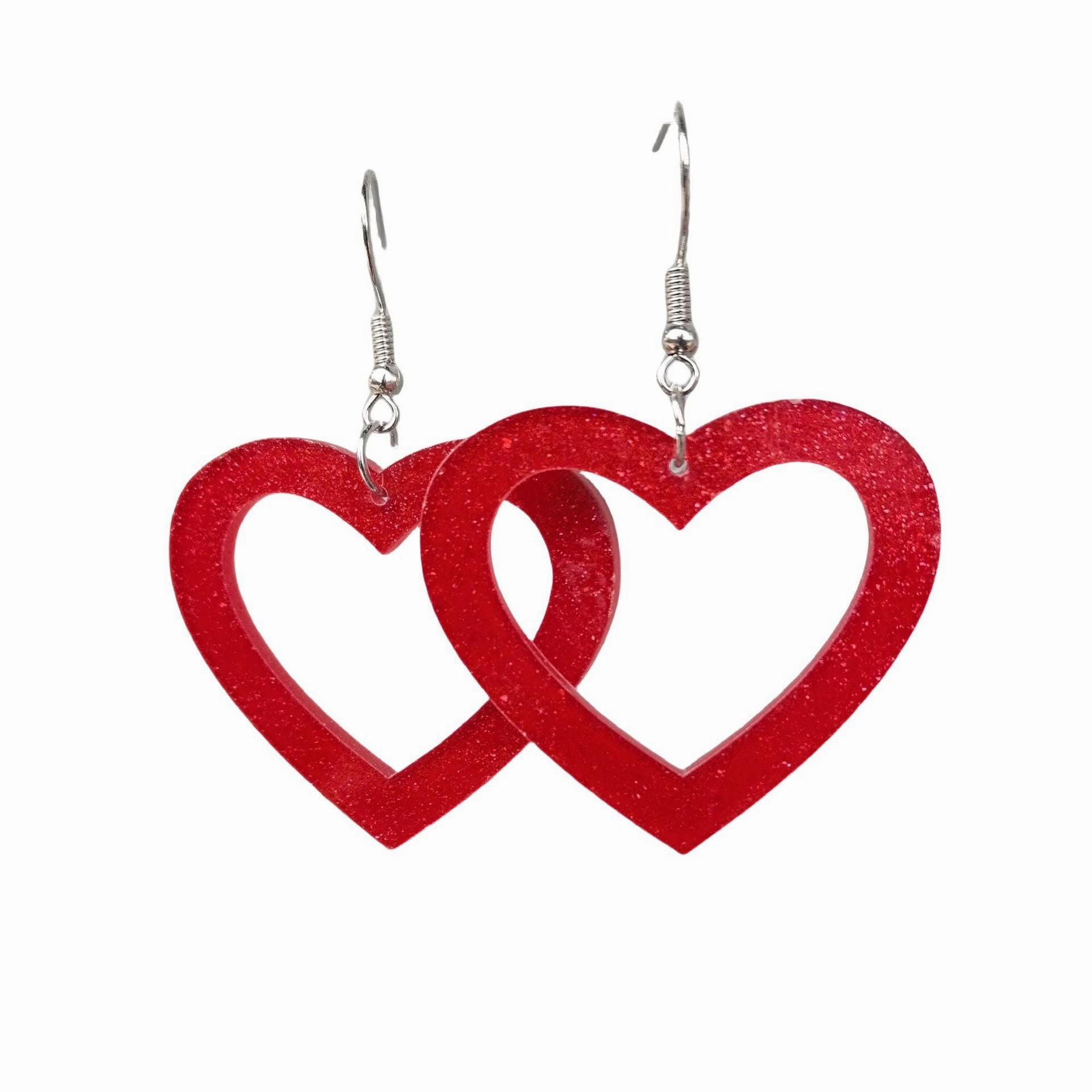 Wholesale Acrylic Valentine's Day Series Pink Red Sequins Love Simple Cute Sweet Peach Heart Pendant Earrings