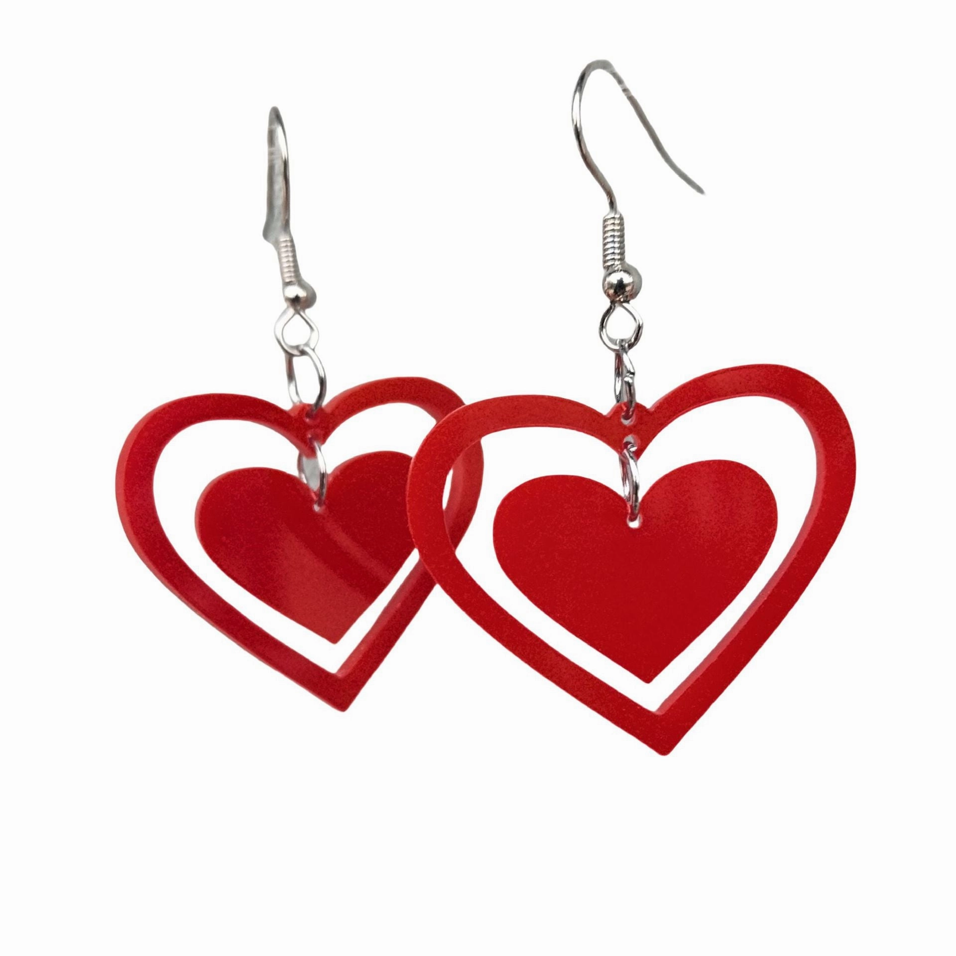 Wholesale Acrylic Valentine's Day Series Pink Red Sequins Love Simple Cute Sweet Peach Heart Pendant Earrings
