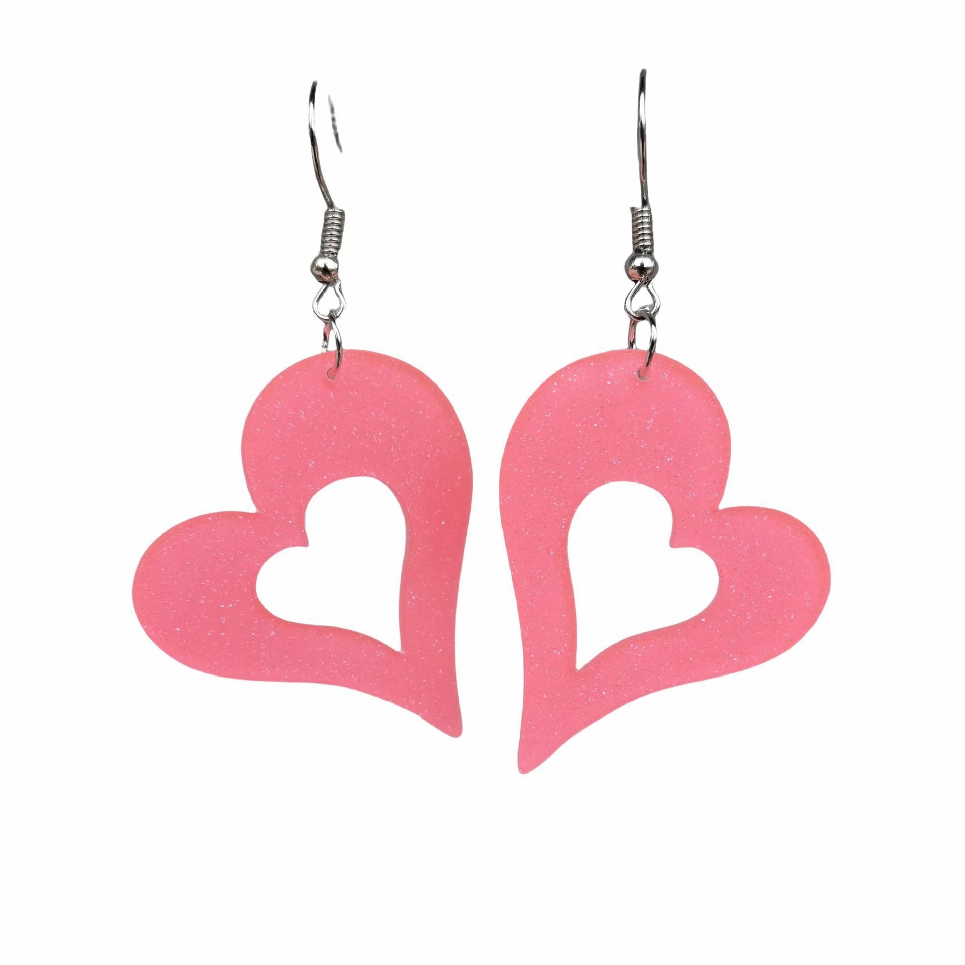 Wholesale Acrylic Valentine's Day Series Pink Red Sequins Love Simple Cute Sweet Peach Heart Pendant Earrings