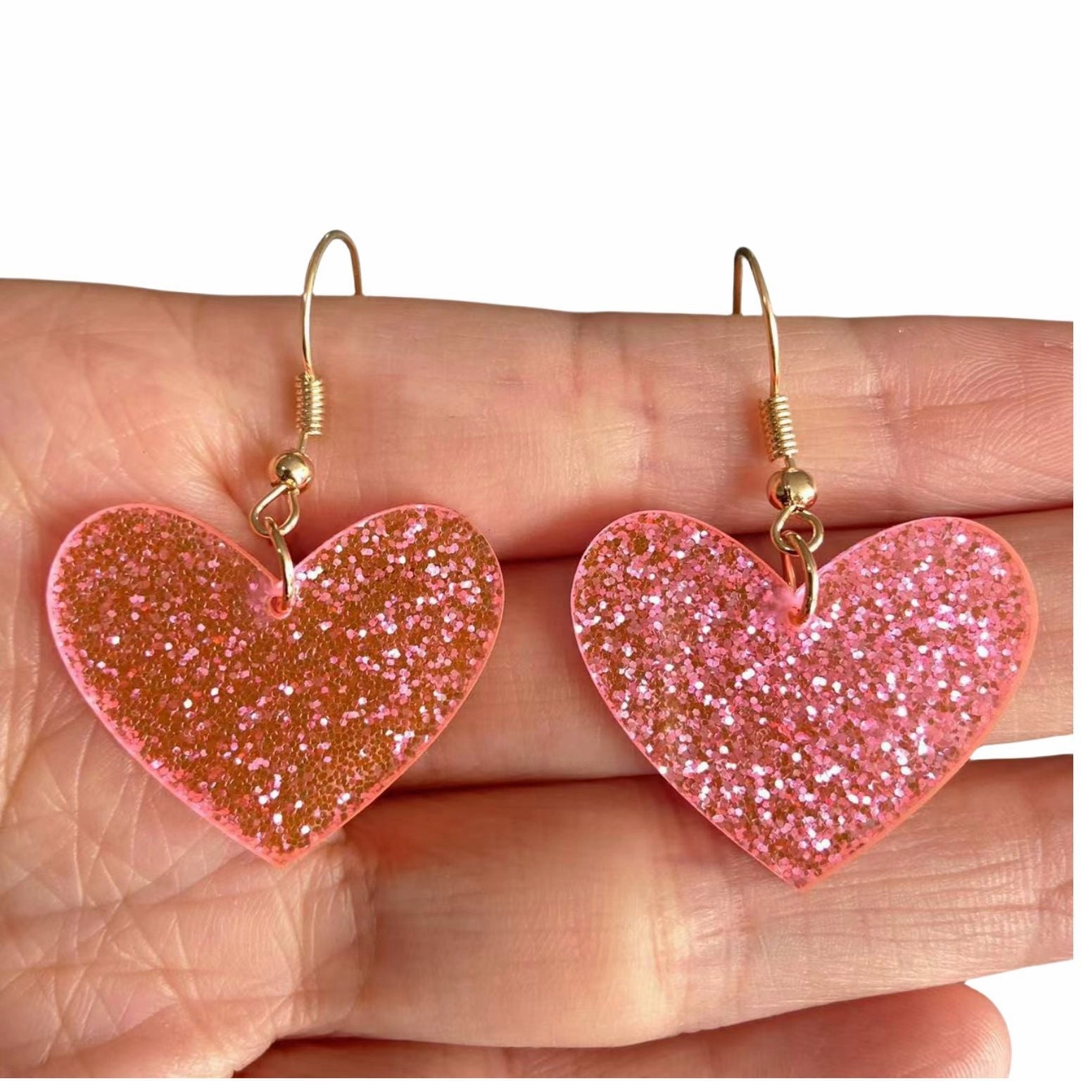 Wholesale Acrylic Valentine's Day Series Pink Red Sequins Love Simple Cute Sweet Peach Heart Pendant Earrings