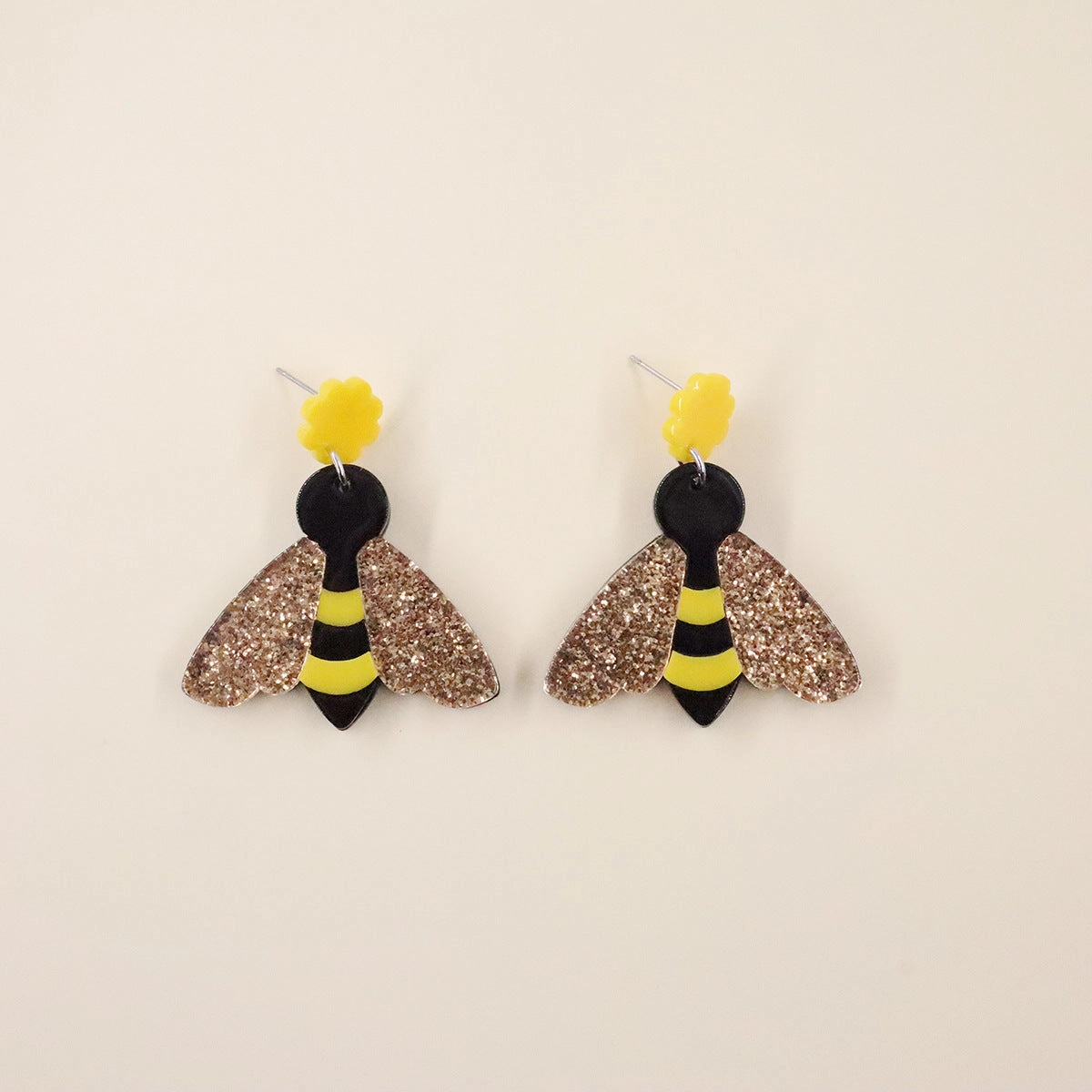 Wholesale Acrylic Vintage Flower Bee Earrings