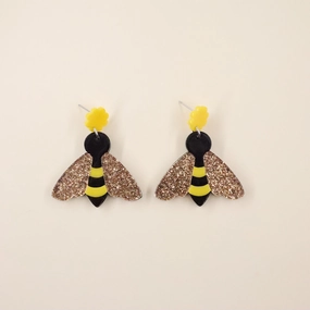 Wholesale Acrylic Vintage Flower Bee Earrings