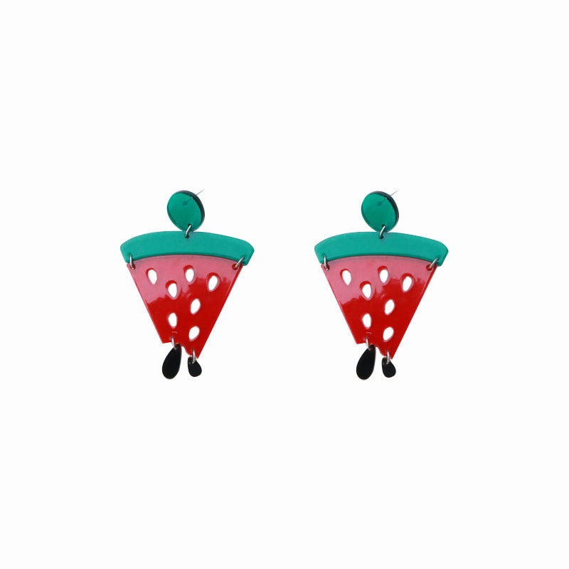 Wholesale Acrylic Watermelon Earrings Fruit Funny
