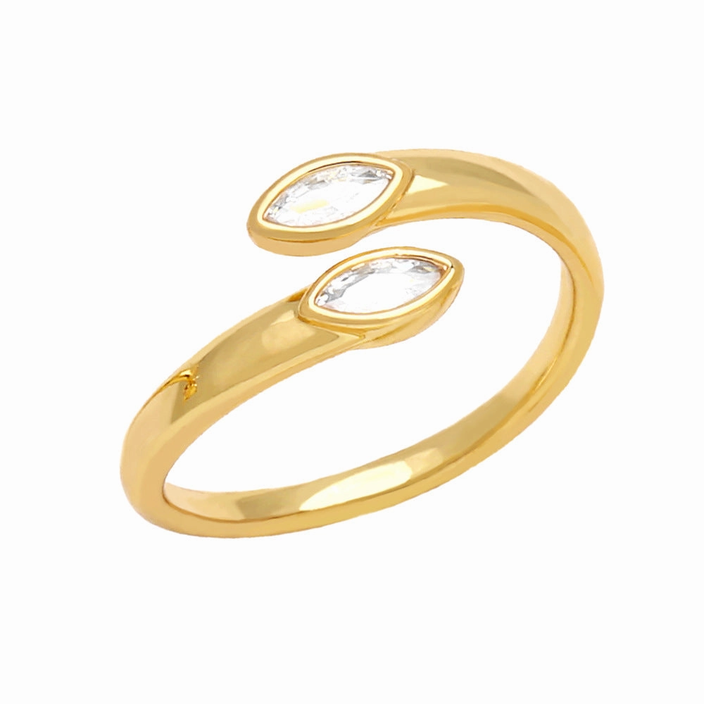 Wholesale Adjustable Color Zircon Gold Plated Copper Ring