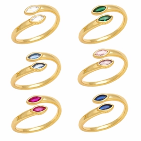 Wholesale Adjustable Color Zircon Gold Plated Copper Ring