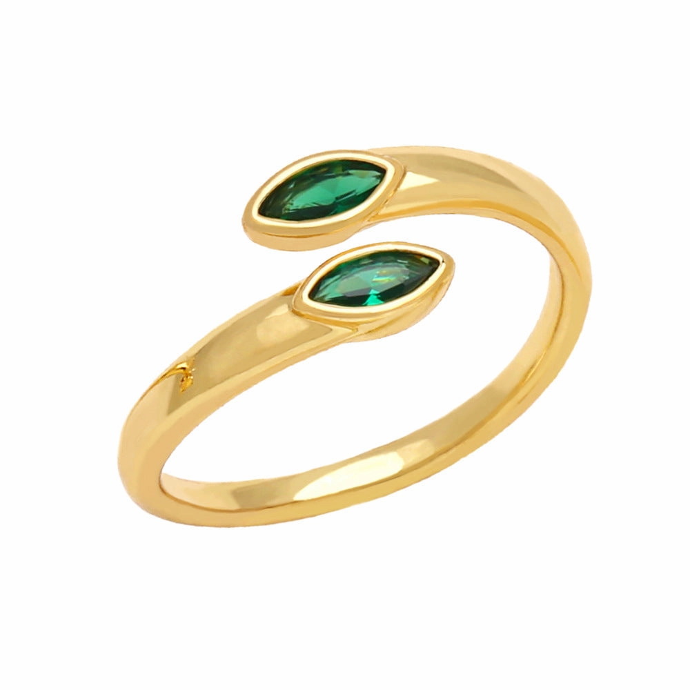 Wholesale Adjustable Color Zircon Gold Plated Copper Ring