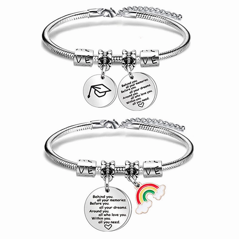 Wholesale Adjustable Graduation Send Friends and Relatives Lettering Stainless Steel Bracelet