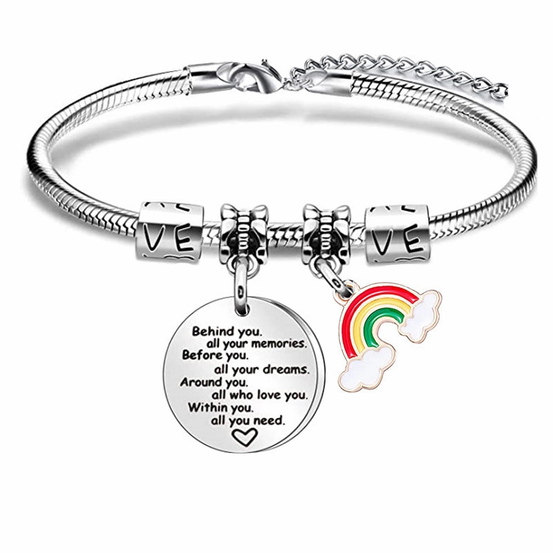 Wholesale Adjustable Graduation Send Friends and Relatives Lettering Stainless Steel Bracelet