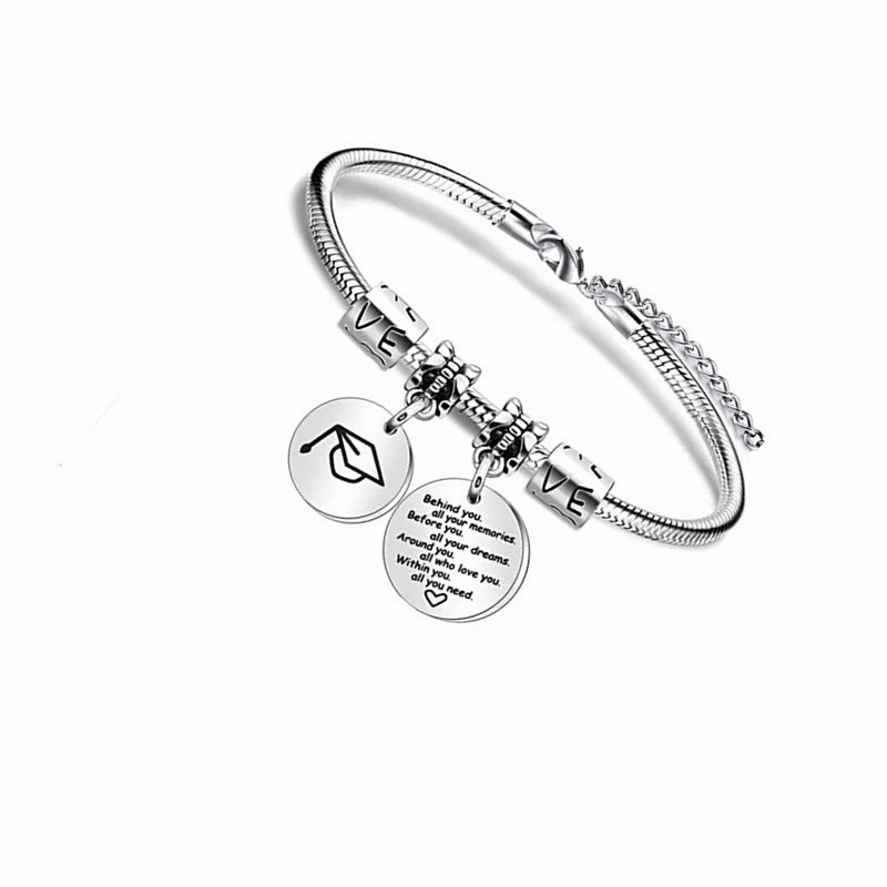 Wholesale Adjustable Graduation Send Friends and Relatives Lettering Stainless Steel Bracelet