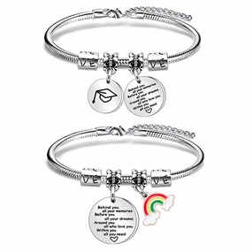 Wholesale Adjustable Graduation Send Friends and Relatives Lettering Stainless Steel Bracelet