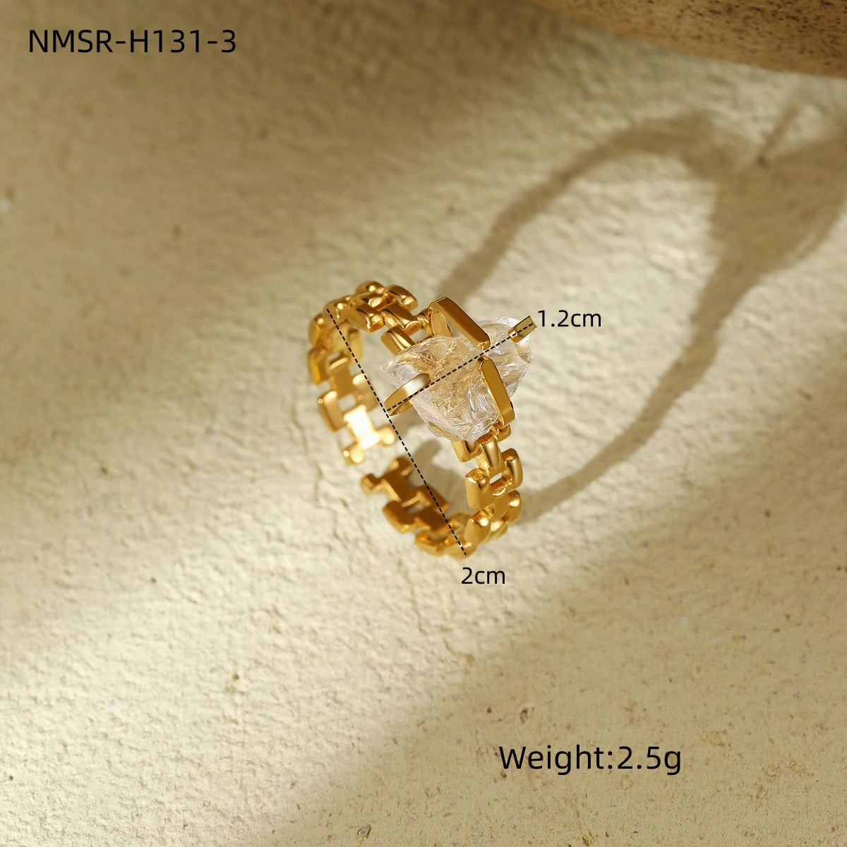Wholesale Adjustable Open Titanium Steel Vintage Natural Stone Ring