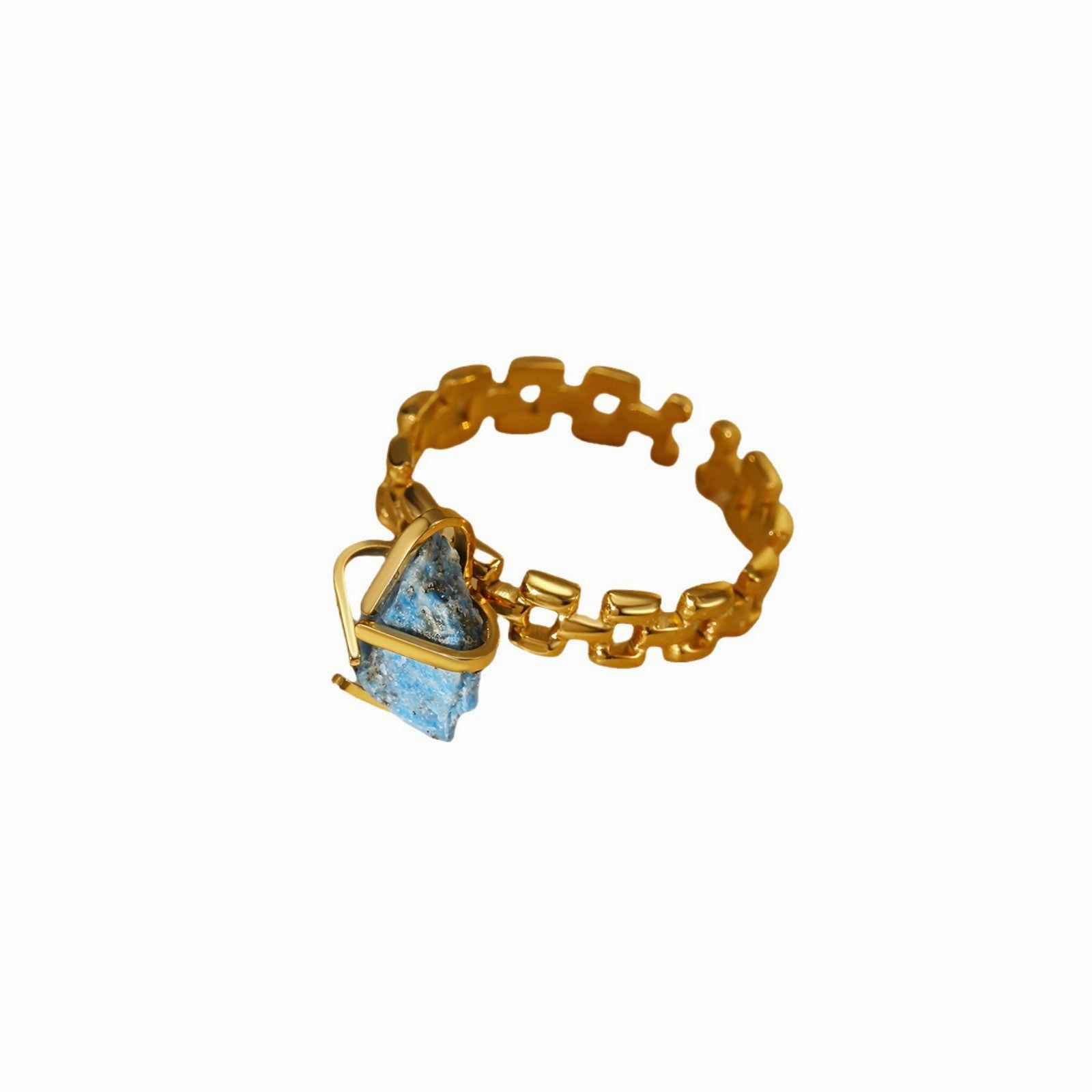 Wholesale Adjustable Open Titanium Steel Vintage Natural Stone Ring
