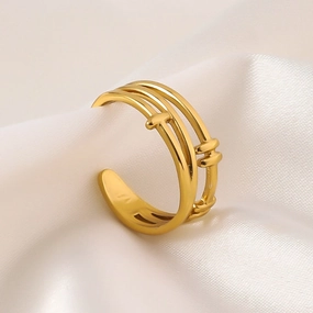 Wholesale Adjustable Opening Plated 18k Gold Non Fading Irregular Titanium Steel Rings