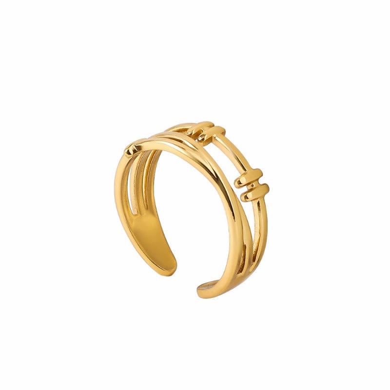 Wholesale Adjustable Opening Plated 18k Gold Non Fading Irregular Titanium Steel Rings