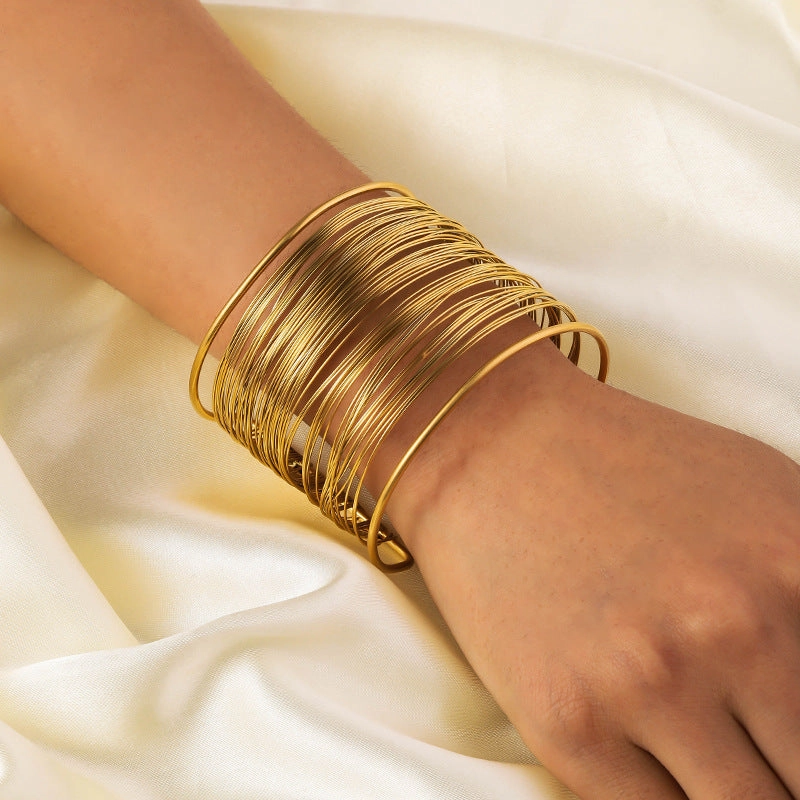 Wholesale Adjustable Stainless Steel Titanium Plated 18k Genuine Gold Personalized Bracelet