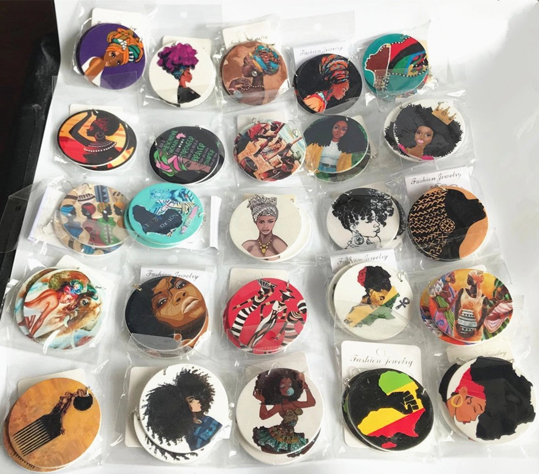 Wholesale African Figurines Wooden Earrings