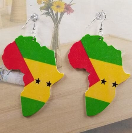 Wholesale African Map Wooden Earrings