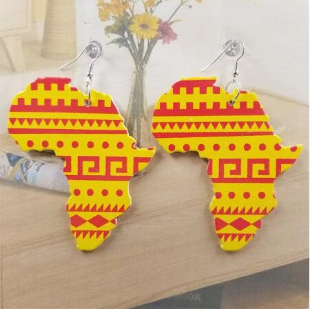 Wholesale African Map Wooden Earrings