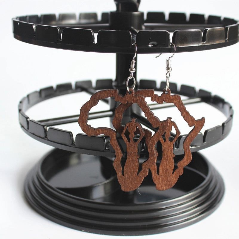 Wholesale African Map Wooden Earrings