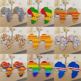 Wholesale African Map Wooden Earrings