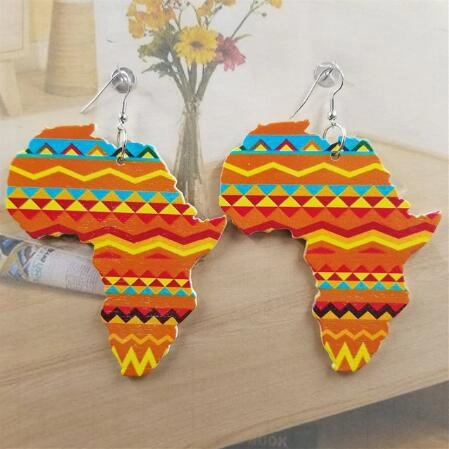 Wholesale African Map Wooden Earrings