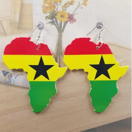Wholesale African Map Wooden Earrings