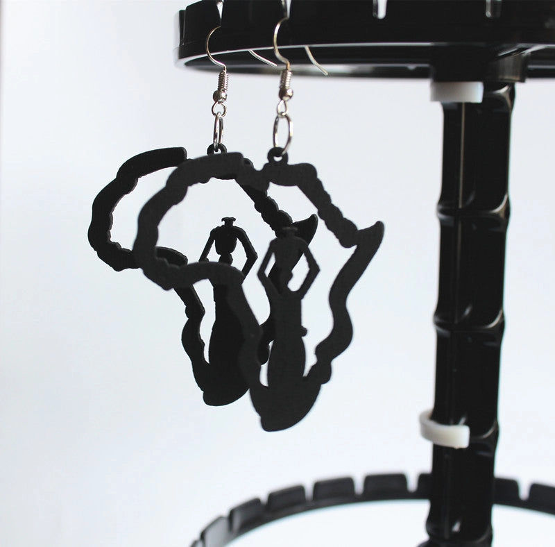 Wholesale African Map Wooden Earrings