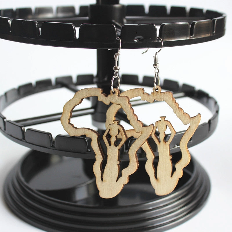 Wholesale African Map Wooden Earrings