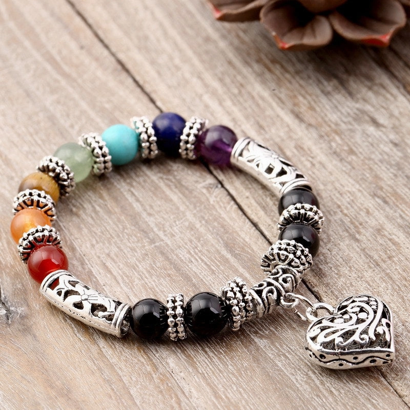 Wholesale Agate Colorful Rainbow Beaded Stone Bracelet