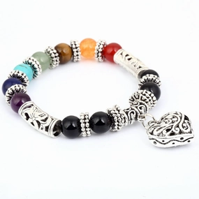 Wholesale Agate Colorful Rainbow Beaded Stone Bracelet
