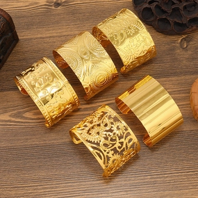 Wholesale Alien Dunhuang Gold Wide Bracelet Female Ethnic Style Bohemian Arm Dai Bracelet