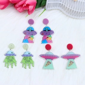 Wholesale Alien Spaceship Print Earrings