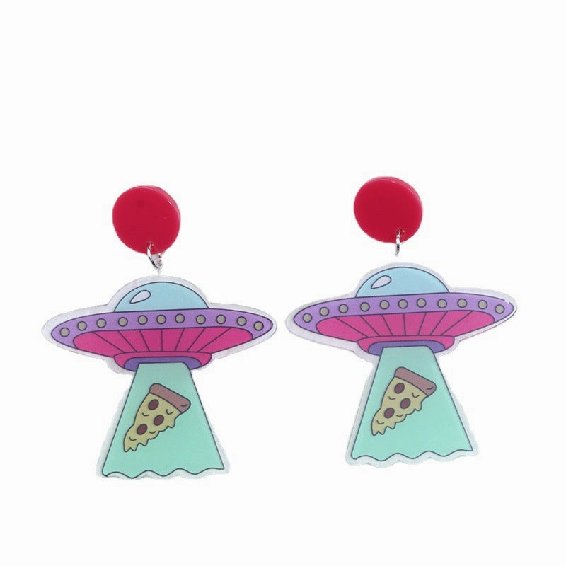 Wholesale Alien Spaceship Print Earrings