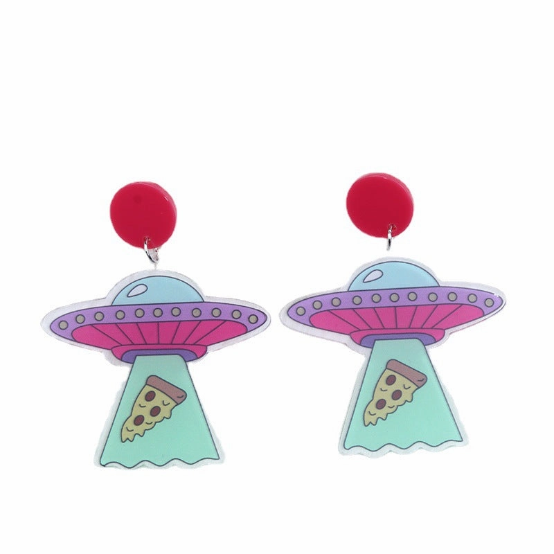 Wholesale Alien Spaceship Print Earrings