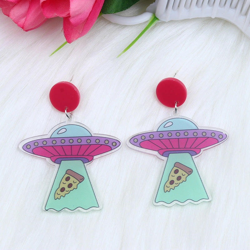 Wholesale Alien Spaceship Print Earrings