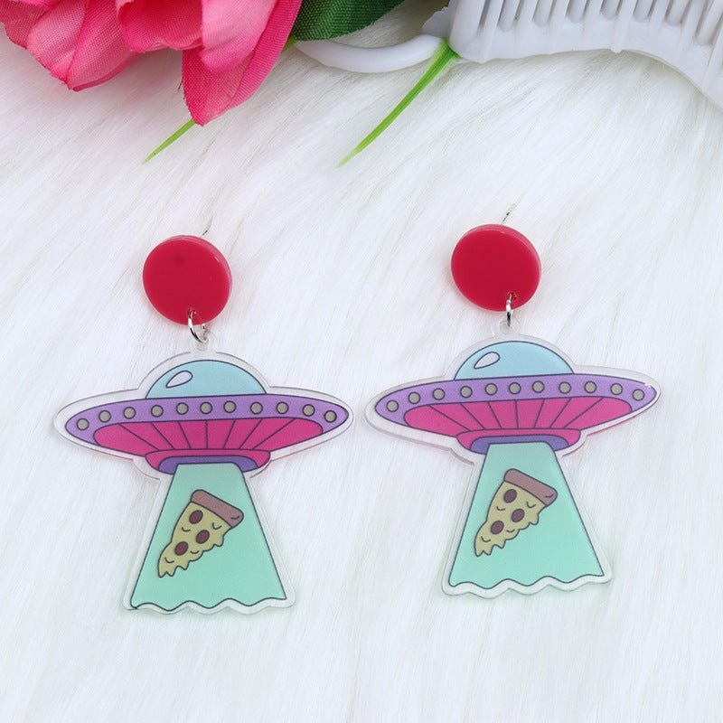 Wholesale Alien Spaceship Print Earrings