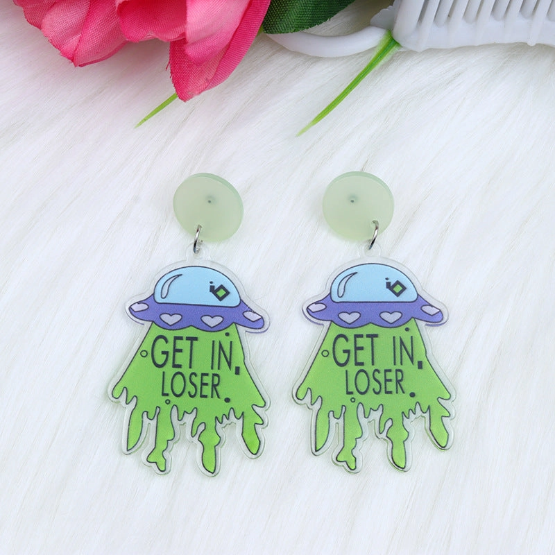 Wholesale Alien Spaceship Print Earrings