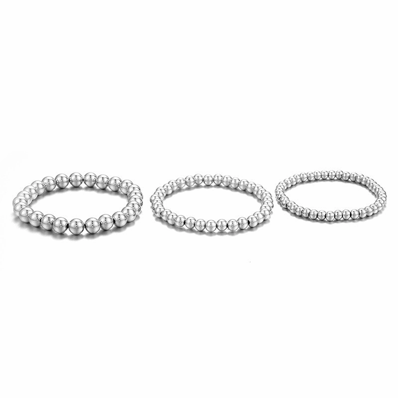 Wholesale All-match 4/5/6/8mm Beads Couple Beach Style Geometric Elastic Bracelet Set