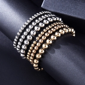 Wholesale All-match 4/5/6/8mm Beads Couple Beach Style Geometric Elastic Bracelet Set