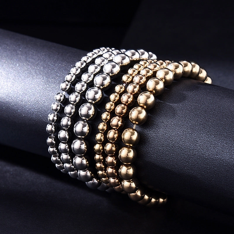 Wholesale All-match 4/5/6/8mm Beads Couple Beach Style Geometric Elastic Bracelet Set