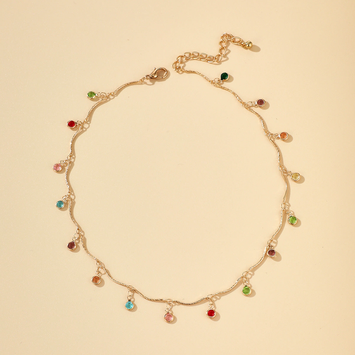 Wholesale Alloy Ball Bead Tassel Candy Color Diamond Necklace